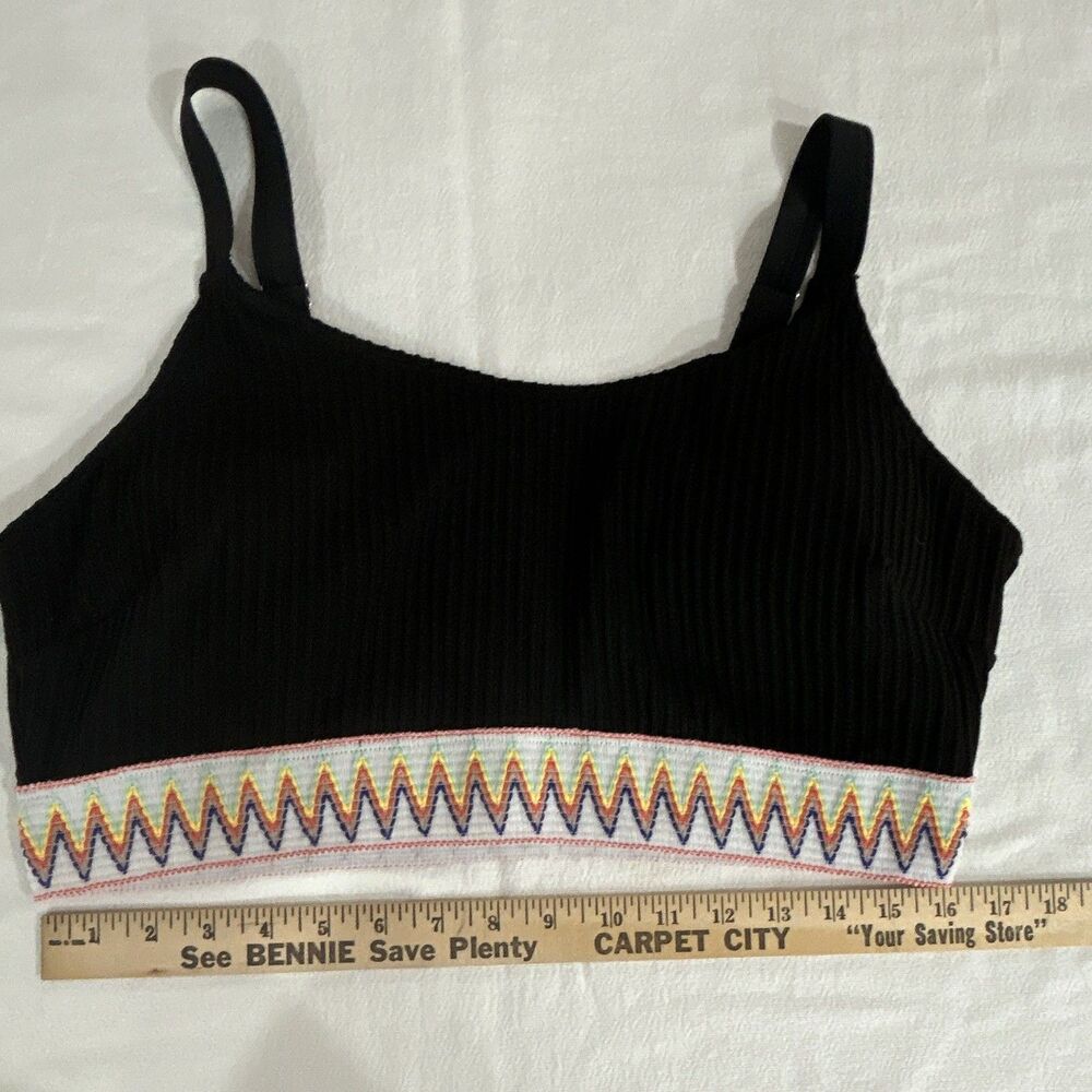 Women’s Wireless Ribbed Bralette Adjustable Straps Black/Multicolor 2XL 0178